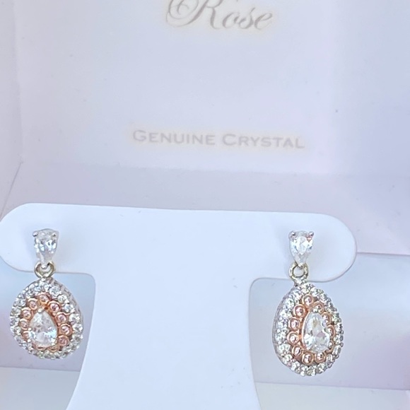 Genuine Crystal gold plated silver drop earrings Kohl’s Chrystina Rose - Picture 10 of 16
